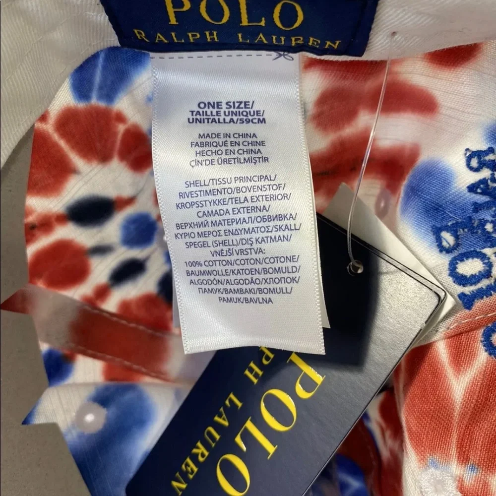 Polo Ralph Lauren Tie Dye Spell Out Script Strapback Dad Hat - Picture 6 of 7